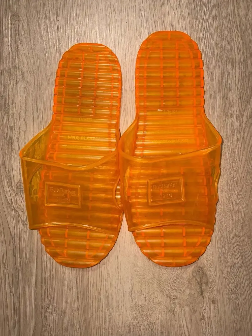Bob Barker Orange Clear PVC Shower Jelly Sandals Slides